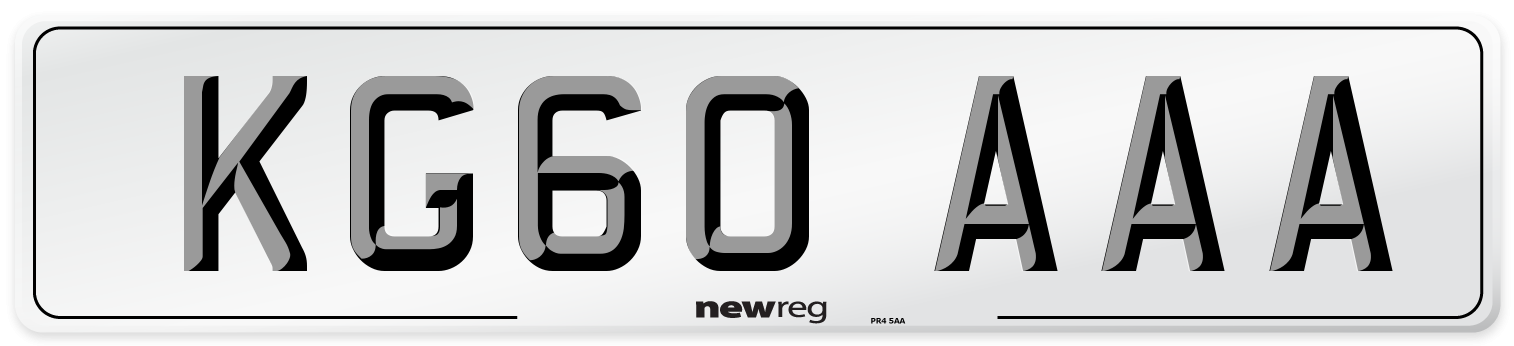 KG60 AAA Number Plate from New Reg